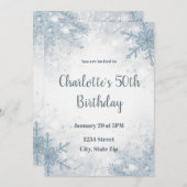 Sophisticated Winter 50th Birthday Invitation Kaart (Voorkant / Achterkant)