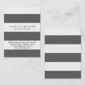 Sophisticated Wit Grijs Gestreepte Professional Visitekaartje (Voorkant / Achterkant)