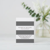 Sophisticated Wit Grijs Gestreepte Professional Visitekaartje (Staand voorkant)