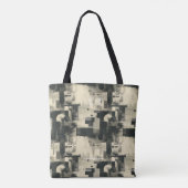Sophisticated Zwart en Beige Abstract Personaliser Tote Bag (Achterkant)
