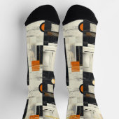 Sophisticated zwart en Sinaasappel geometrisch Abs Sokken (Top)