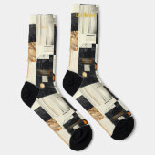 Sophisticated zwart en Sinaasappel geometrisch Abs Sokken (Rechts)