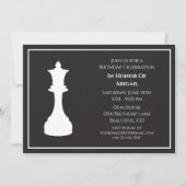 Sophisticated Zwart en Wit Schaakstuk Verjaardag Kaart (Voorkant)