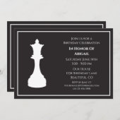 Sophisticated Zwart en Wit Schaakstuk Verjaardag Kaart (Voorkant / Achterkant)