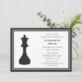 Sophisticated Zwart en Wit Schaakstuk Verjaardag Kaart (Staand voorkant)