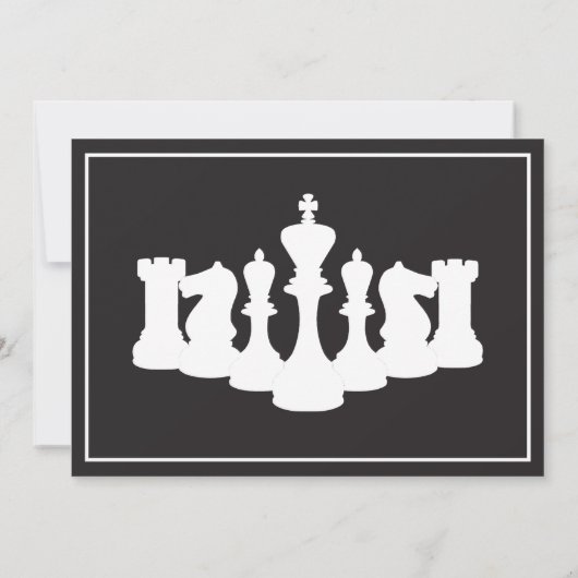Sophisticated Zwart en Wit Schaakstuk Verjaardag Kaart (Achterkant)