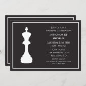 Sophisticated Zwart en Wit Schaakstuk Verjaardag Kaart (Voorkant / Achterkant)