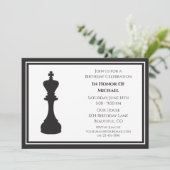 Sophisticated Zwart en Wit Schaakstuk Verjaardag Kaart (Staand voorkant)
