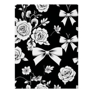 Sophisticated zwart-wit Bloemen en Boog Perfect Poster