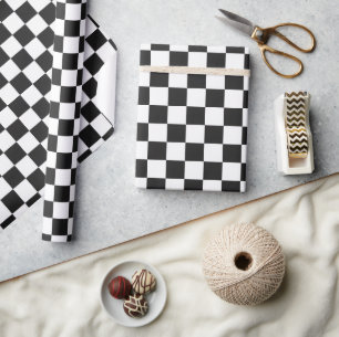 Sophisticated zwart-wit geruit patroon cadeaupapier