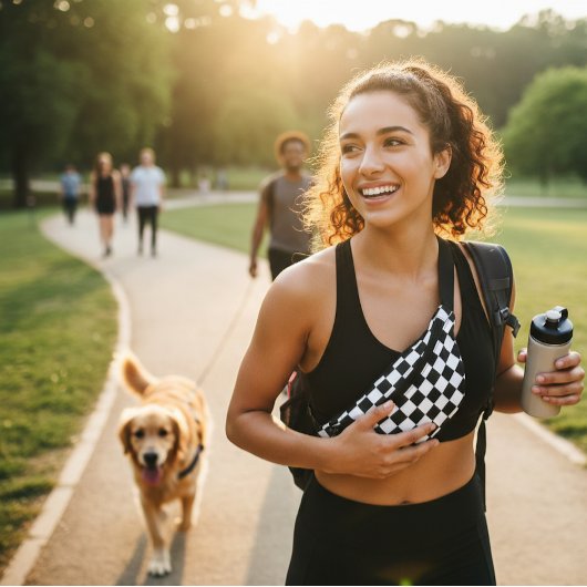 Sophisticated zwart-wit geruit patroon heuptasje