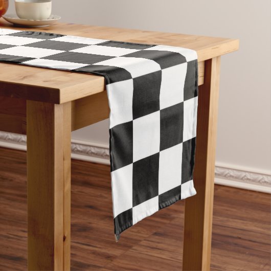Sophisticated zwart-wit geruit patroon lange tafelloper (Voorbeeld)