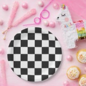 Sophisticated zwart-wit geruit patroon papieren bordje (Feest)