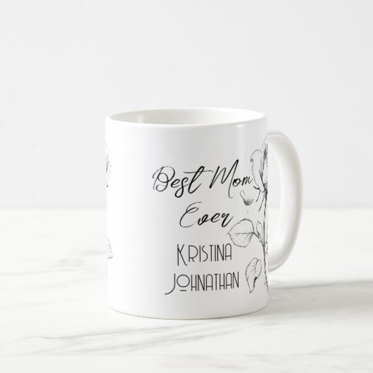 Sophisticated zwart-wit rose Moederdag Koffiemok (Voorkant rechts)