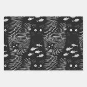 Sophisticated zwarte kat plat lijn ontwerp inpakpapier vel (Voorkant)