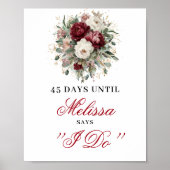 Sophisticeerde Blush Burgundy Countdown Bord Poster (Voorkant)