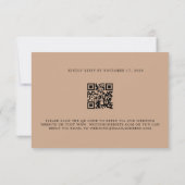 Sophisticeerde bruine QR-code elegante bruiloft RSVP Kaartje (Achterkant)
