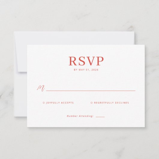 Sophisticeerde Rode RSVP Kaart (Voorkant)