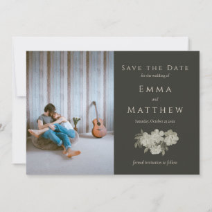 Sophisticeerde Waterverf Bloemen Groen QR & Foto Save The Date