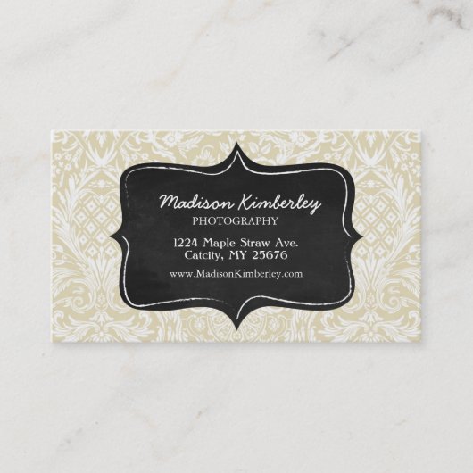 Sophistimed crèmekleurig patroonbord visitekaartje (Voorkant)