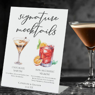 Sophistische Niet-Alcoholische Trouwfeest Mocktail Reclamebord Met Voetstuk