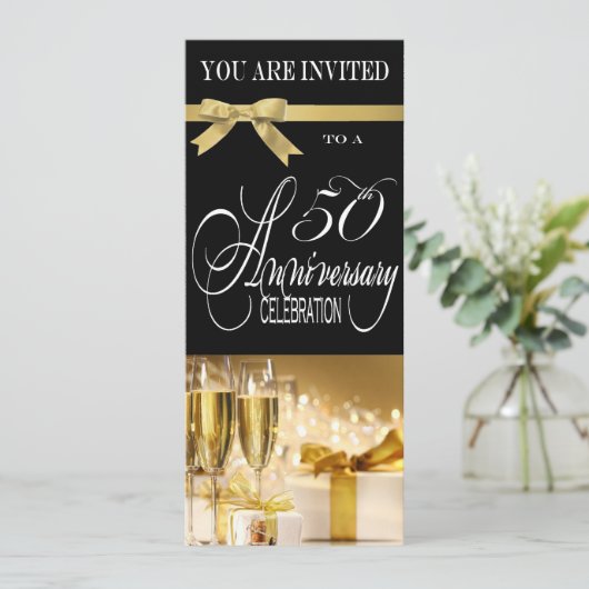 Sophistische uitnodiging voor 50-jarig jubileumfee (Staand voorkant)