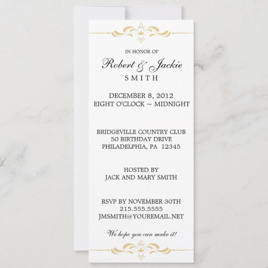 Sophistische uitnodiging voor 50-jarig jubileumfee (Achterkant)