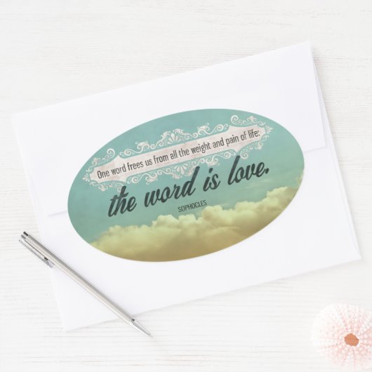 Sophocles Inspirerend Quote "Liefde" Ovale Sticker (Envelop)