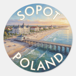 Sopot Polen Zee Resort Bestemming Ronde Sticker