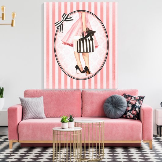 Sopping in de jaren vijftig canvas afdruk (Insitu (Woonkamer))