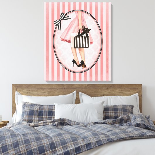 Sopping in de jaren vijftig canvas afdruk (Insitu (Slaapkamer))