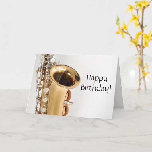 Sopraan Saxofoon Verjaardag Kaart (Gele Bloem)