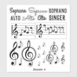 Soprano Alto Zangeres Muzieknoot Treble Clef Stick Sticker