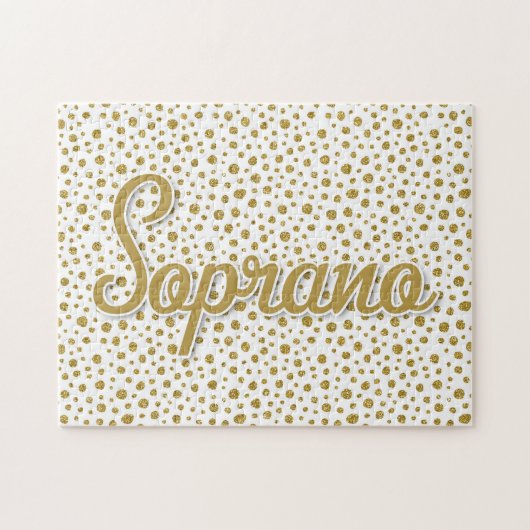 Soprano Gold Stippen - Gold White Faux Glitter Legpuzzel (Horizontaal)