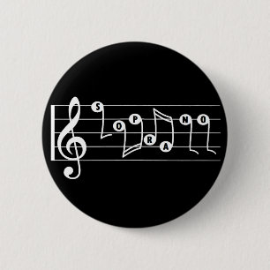 Soprano Singer Musical Button (zwart)