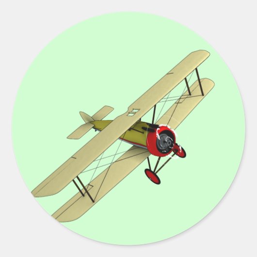 Sopwith Camel Biplane Ronde Sticker (Voorkant)