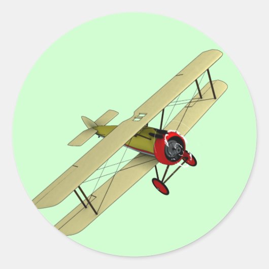 Sopwith Camel Biplane Ronde Sticker (Voorkant)