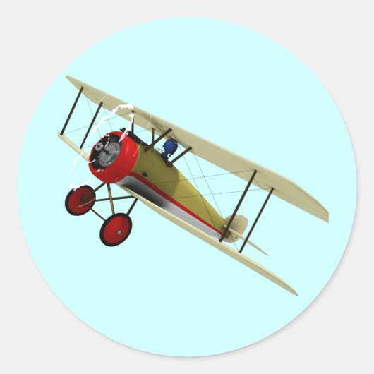 Sopwith Camel en Pilot Ronde Sticker (Voorkant)