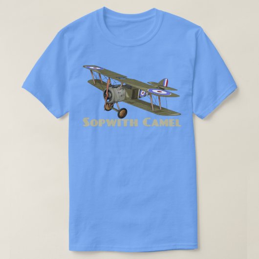 Sopwith Camel WW1 gevechtsvliegtuig British Biplan T-shirt (Design voorkant)