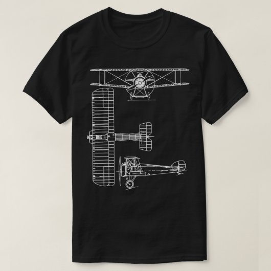 Sopwith Camel WW1 Plane Warbird Blueprint Schemati T-shirt (Design voorkant)