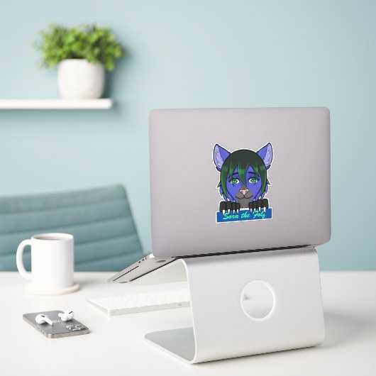 Sora het Folf venster sticker (Laptop op bureau)