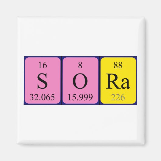 Sora periodiek table name magnet (Voorkant)