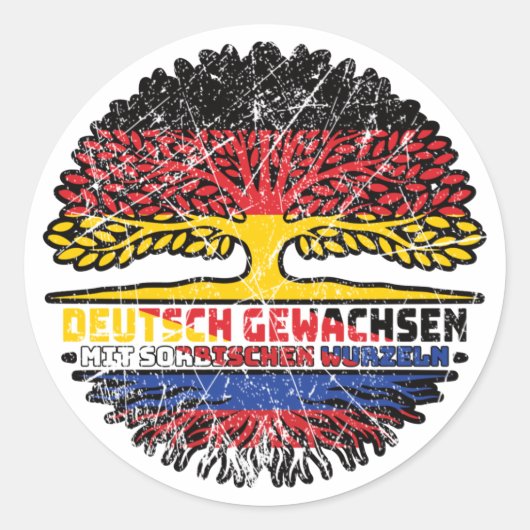 Sorben Sorbisch Deutsch Deutschland Baum Wurzel Ronde Sticker (Voorkant)
