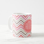 Sorbet Chevrons met Triple Monogrammen Koffiemok (Voorkant links)