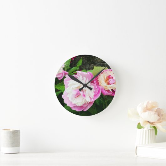 Sorbet Double Peony in de tuin ronde wandklok (Huis)