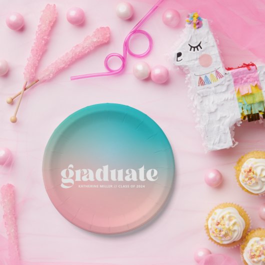 Sorbet Gradient Graduation Party Papieren Bordje (Feest)