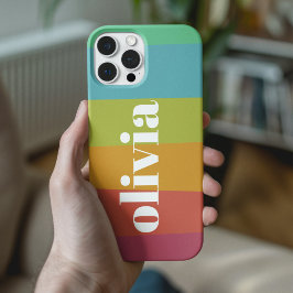 Sorbet Rainbow Kleuren Aangepaste Naam Zomer iPhone 15 Pro Case