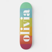 Sorbet Rainbow Kleuren Aangepaste Naam Zomer Persoonlijk Skateboard (Voorkant)