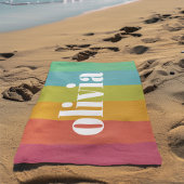 Sorbet Rainbow Kleuren Aangepaste Naam Zomer Strandlaken