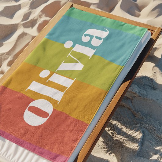 Sorbet Rainbow Kleuren Aangepaste Naam Zomer Strandlaken